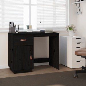 vidaXL Stolík čierny 95x50x75 cm masívne borovicové drevo