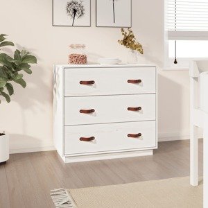 vidaXL Komoda biela 80x40x75 cm borovicový masív