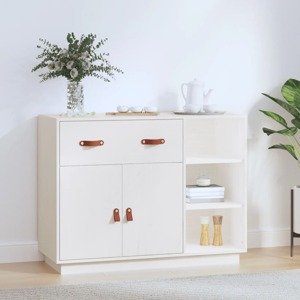vidaXL Komoda biela 98,5x40x75 cm borovicový masív