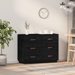 vidaXL Komoda čierna 100x40x75 cm borovicový masív