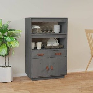 vidaXL Vysoká skrinka sivá 67x40x108,5 cm masívna borovica