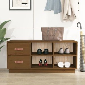 vidaXL Lavica na topánky medovohnedá 100x34x45 cm masívna borovica
