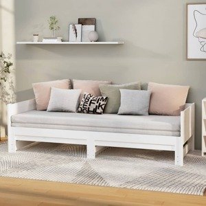 vidaXL Rozkladacia denná posteľ biela borovicový masív 2x(80x200) cm