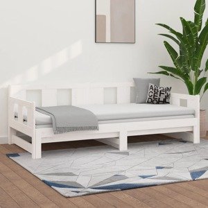vidaXL Rozkladacia denná posteľ biela borovicový masív 2x(90x200) cm