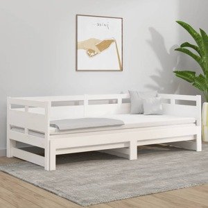vidaXL Rozkladacia denná posteľ biela borovicový masív 2x(90x200) cm