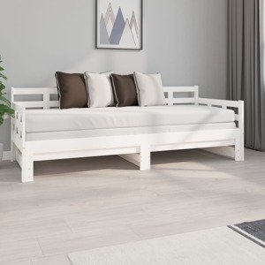 vidaXL Rozkladacia denná posteľ biela borovicový masív 2x(80x200) cm