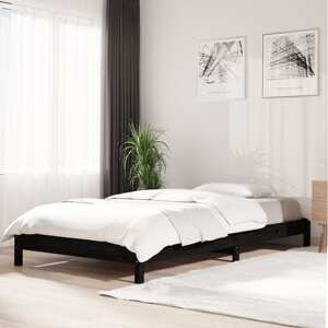 vidaXL Denná posteľ čierna 75x190 cm borovicový masív