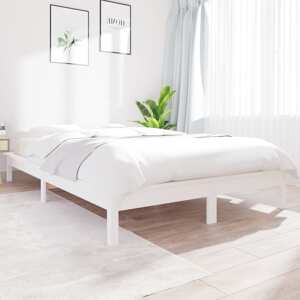 vidaXL Posteľný rám biely borovicový masív 150x200 cm 5FT King Size