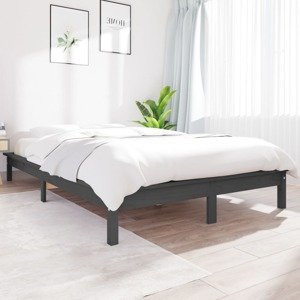 vidaXL Posteľný rám sivý 150x200 cm 5FT King Size borovicový masív