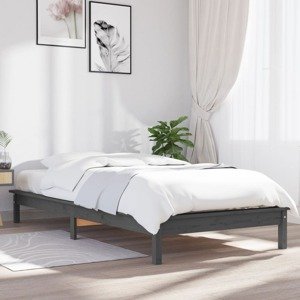 vidaXL Posteľný rám sivý 75x190 cm borovicový masív malé jednolôžko