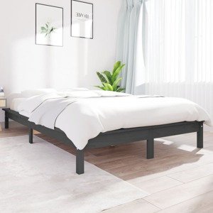 vidaXL Posteľný rám sivý 120x190cm borovicový masív 4FT malé dvojlôžko