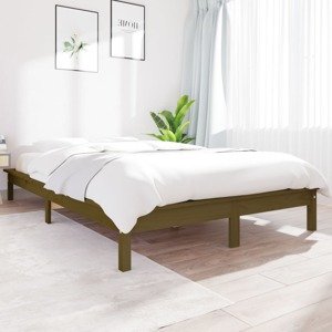 vidaXL Posteľný rám medový 135x190 cm borovicový masív 4FT6 dvojlôžko