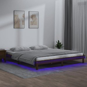 vidaXL Posteľný rám LED medový 120x190cm malé dvojlôžko masívne drevo