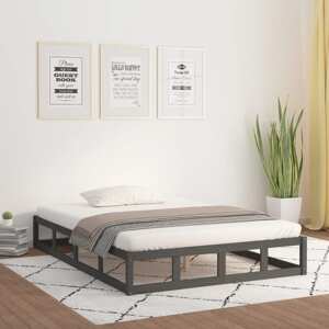 vidaXL Posteľný rám sivý 135x190 cm 4FT6 dvojlôžko masívne drevo