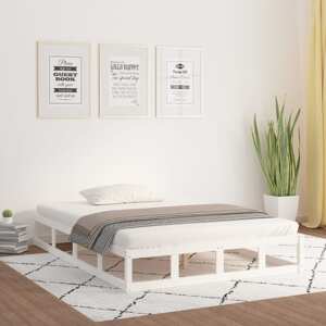 vidaXL Posteľný rám biely 140x190 cm masívne drevo