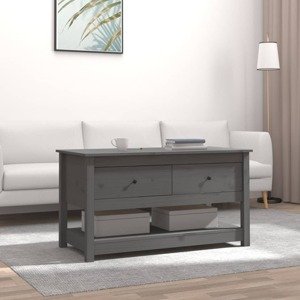 vidaXL Konferenčný stolík sivý 102x49x55 cm borovicový masív