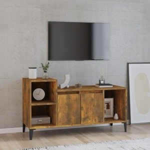vidaXL TV skrinka dymový dub 100x35x55 cm spracované drevo