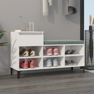 vidaXL Botník lesklý biely 102x36x60 cm spracované drevo