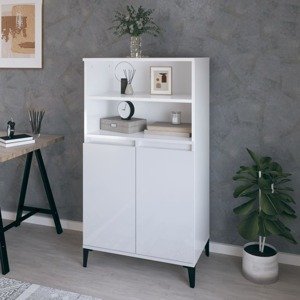 vidaXL Vysoká skrinka vysoký lesk biela 60x36x110 cm spracované drevo