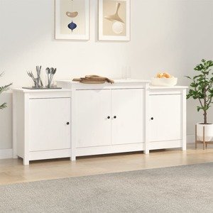 vidaXL Komoda biela 164x37x68 cm borovicový masív