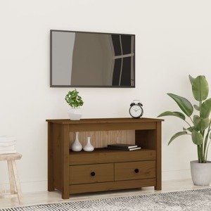 vidaXL TV skrinka medovo-hnedá 79x35x52 cm masívna borovica
