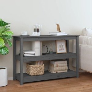 vidaXL Konzolový stolík sivý 110x40x74 cm masívne borovicové drevo