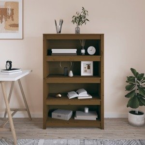 VidaXL Knižnica medovohnedá 80x35x126 cm masívna borovica