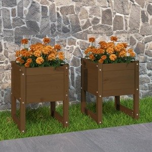 vidaXL kvetináče 2 ks medovo hnedá 40x40x52,5 cm masív borovica