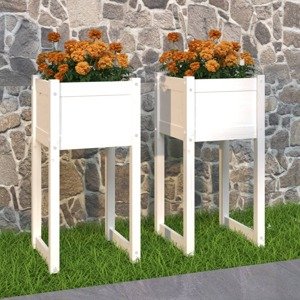 VidaXL Kvetináče 2 ks biele 40x40x81 cm masívna borovica
