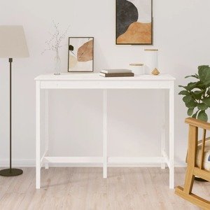 vidaXL Barový stolík biely 140x80x110 cm borovicový masív