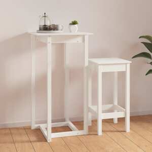 vidaXL Barový stolík biely 60x60x110 cm masívne borovicové drevo