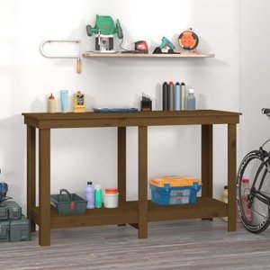vidaXL Pracovná lavica medová 140x50x80 cm masívna borovica