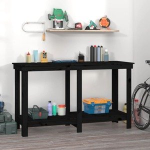 vidaXL Pracovná lavica čierna 140x50x80 cm masívna borovica