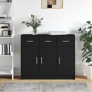 vidaXL Komoda čierna 91x28x75 cm kompozitné drevo