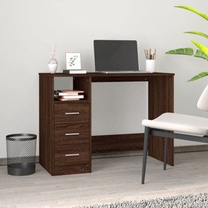 vidaXL Stolík so zásuvkami hnedý dub 102x50x76 cm spracované drevo
