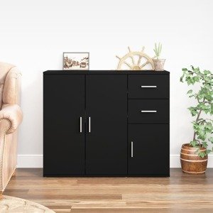 vidaXL Komoda čierna 91x29,5x75 cm spracované drevo