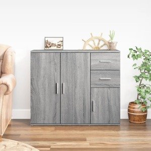 vidaXL Komoda sivá sonoma 91x29,5x75 cm spracované drevo