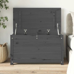 vidaXL Úložný box sivý 80x40x45,5 cm masívna borovica