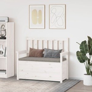 vidaXL Lavička biela 112,5x51,5x96,5 cm masívne mangovníkové drevo