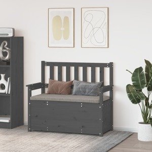 vidaXL Lavička sivá 112,5x51,5x96,5 cm masívne borovicové drevo