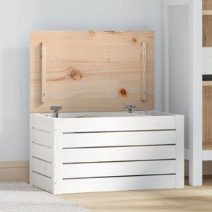 vidaXL Úložný box biely 59,5x36,5x33 cm masívna borovica