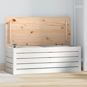 vidaXL Úložný box biely 89x36,5x33 cm masívna borovica