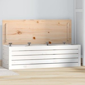 vidaXL Úložný box biely 109x36,5x33 cm masívna borovica