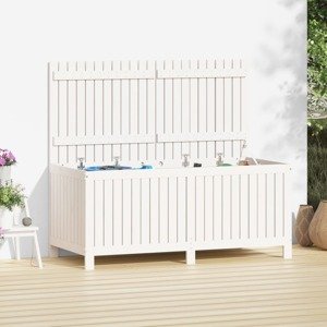 vidaXL Záhradný úložný box biely 147x68x64 cm masívna borovica