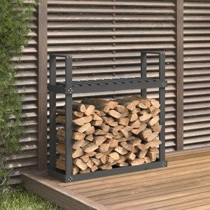 vidaXL Stojan na palivové drevo sivý 110x35x108,5 cm masívna borovica