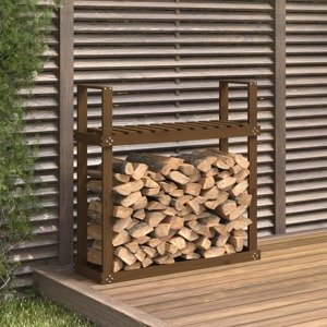 vidaXL Stojan na palivové drevo medový 110x35x108,5cm masívna borovica