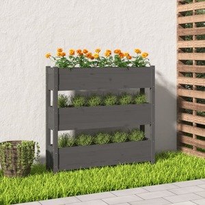vidaXL Kvetináč sivý 112x25x104,5 cm borovicový masív