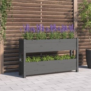 vidaXL Kvetináč sivý 112x25x66 cm borovicový masív