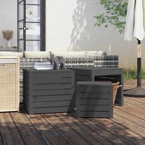vidaXL 3-dielna záhradná sada boxov sivá borovicový masív