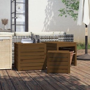 vidaXL 3-dielna záhradná sada boxov medovohnedá borovicový masív
